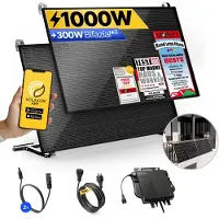 Solakon Balkonkraftwerk 1000W Solaranlage mit Balkon Halterung Steckerfertig Komplettset Photovoltaik Anlage 800W - onBasic, Kabellänge:10 m