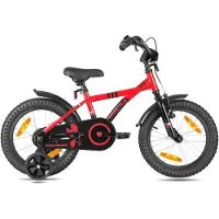 Prometheus BIKES Kinderfahrrad 16 Zoll ab 4 und 5 Jahre mit Stützrädern und Rücktrittbremse Rot