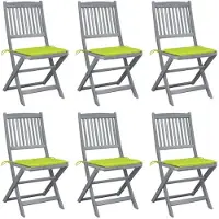 vidaXL "im Angebot" Klappbare Gartenstühle 6 Stk. - bis 150 kg - mit Sitzkissen Massivholz Akazie - Stapelsessel CC2795