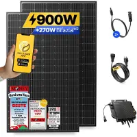 Solakon Balkonkraftwerk 900W Solaranlage Steckerfertig Komplettset Photovoltaik Anlage 800W, Kabellänge: 10m, - onLite