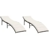 vidaXL Sonnenliegen 2 Stk. mit Auflagen Braun Poly Rattan