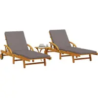 vidaXL Design Sonnenliegen 2 Stk. mit Tisch Massivholz Akazie, Gartenliegen 2024 Neu