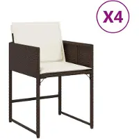 vidaXL Gartenstühle mit Kissen 4 Stk. Braun Poly Rattan