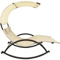vidaXL "Doppel-Sonnenliege/Sonnenliege HOMMIE - Gartenliege - Gartenmöbel - mit Sonnendach Textilene Creme - 139x180x170 cm NeuMöbel 5870993
