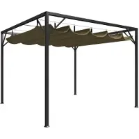 The Living Store Gartenpavillon mit Ausziehbarem Dach 3x3 m Taupe 180 g/m²