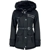E.M.P. Merchandising Handelsgesellschaft Gothicana by EMP Damen schwarze Winterjacke mit Taillengürtel 3XL