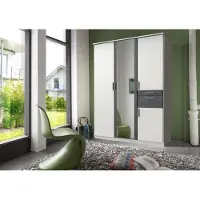 Freiraum Kleiderschrank Drehtürenschrank Holzschrank Schlafzimmer Schrank "Kalindi II" Weiß/Digi-Steel
