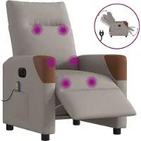 vidaXL Massagesessel Elektrisch - Fernsehsesel - Taupe Stoff - Couchsessel CC17840