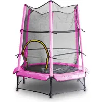 Hobby Hall Trampolin-King 140cm Kindertrampolin für Indoor/Outdoor mit Sicherheitsnetz, Randabdeckung, Pink MS-17515