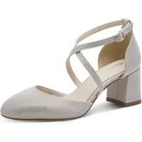 Tamaris Damen Pumps offen mit gekreuzten Riemen und Blockabsatz 1-22438-46, Größe:40 EU, Farbe:Silber