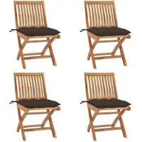 vidaXL "im Angebot" Klappbare Gartenstühle mit Kissen 4 Stk. - bis 150 kg - Massivholz Teak - Stapelsessel CC2997