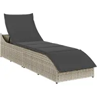 vidaXL "im " Klappliege mit Auflage und Stauraum Hellgrau Poly-Rattan - Gartenliegen CC18599