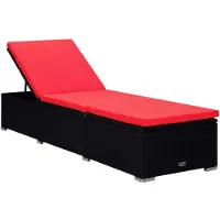 vidaXL Möbel Sonnenliege HOMMIE - Gartenliege - Gartenmöbel - mit Auflage und Teetisch Poly Rattan Rot - 195x60x31 cm Top5938483