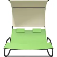 vidaXL " Doppel-Schaukelliege mit Sonnendach Grün und Creme - 175,5x137,5x182,5 cm NeuMöbel 3526922