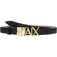 Armani Exchange für Damen. XW002127AF17157MC379 Schwarzer schmaler Gürtel (OSFA), Lässig, Klassisch, Leder