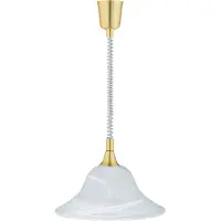 TRIO Pendelleuchte VIOLA Glas weiß, höhenverstellbar, Ø 39cm, Messing