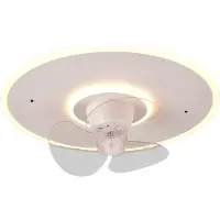 Reality Leuchten LED-Ventilator Nybro, weiß, DC, leise, Ø 50 cm, CCT, Remote dimmbar, weiß / opal, für Wohn- / Esszimmer, Metall, Modern