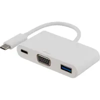 Deltaco USBC-1169, USB 3.2 Gen 1 (3.1 Gen 1) Type-C, USB 3.2 Gen 1 (3.1 Gen 1) Type-A, USB 3.2 Gen 1 (3.1 Gen 1) Type-C, VGA, 5000 Mbit/s, Weiß, 60 W, 0,1 m