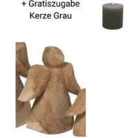 Wmg Holzengel aus Pappel naturbelassen - handgefertigte Dekoration Unikat für Weihna...