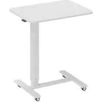 MODFU Laptoptisch höhenverstellbar 65x48x110 cm mit Rollen C Form platzsparend Steh Sitz Tisch aus Stahl Weiß für Sofa Bett Homeoffice