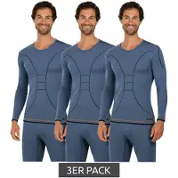 Toptex 3er Pack Praktisches PRO Herren Funktions-Shirt mit HydroTherm Langarm-Shirt Sport-Shirt mit OEKO-TEX Standard 100 Arbeits-Shirt Blau meliert
