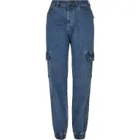 Urban Classics lässige Damen Jeans Stretch Reißverschluss Taschen Blau