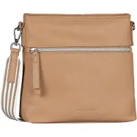 Tom Tailor Schultertasche Beige Kunstleder 26x23x5 cm mit Reißverschluss und Handyfach