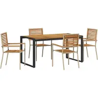 vidaXL Garten Essgruppe 5 Stk. Beige und Braun Poly-Rattan