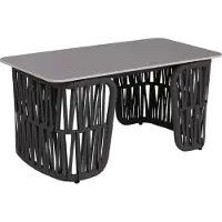Mendler Loungetisch MCW-P90, Gartentisch Balkontisch Outdoor, Seilgeflecht Rope Sinterstein 43x90x45cm anthrazit, Platte grau