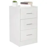 KADIMA DESIGN Nachtkonsole FOGGIA Holz Nachttisch modern mit 3 Schubladen weiss, Design Nachtkästchen 37,5 x 68 x 35 cm, Extra hohes