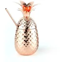Stalgast Cocktailbecher Ananas mit Deckel und Strohhalm, Edelstahl, kupferfarben 0,475 Liter