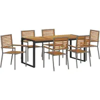 vidaXL Garten Essgruppe 7 Stk. Grau und Braun Poly-Rattan