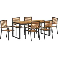 vidaXL Garten Essgruppe 7 Stk. Schwarz und Braun Poly-Rattan