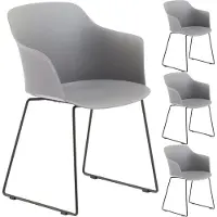 Idimex Gartenstuhl FORO im 4er Set, Grau - Outdoor Schalenstuhl aus Polypropylen, Sitzschale UV-beständig und pflegeleicht, schlanke Metallbeine, modernes Design für Garten und Terrasse
