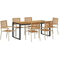 vidaXL Garten Essgruppe 7 Stk. Beige und Braun Poly-Rattan