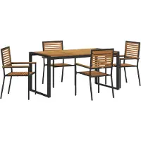vidaXL Garten Essgruppe 5 Stk. Schwarz und Braun Poly-Rattan
