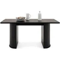 Idimex Esstisch GUARDA 160 x 75 cm, Schwarz MDF - Rechteckiger Esszimmertisch mit Designfuß in Lamellenoptik, moderner Küchentisch für 6 Personen elegant