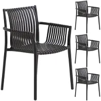 Idimex Gartenstuhl OLEA im 4er Set, Schwarz - schlanker Terrassenstuhl aus Kunststoff, UV-beständig und pflegeleicht, Indoor & Outdoor Esszimmerstuhl, für Garten Terrasse oder Balkon