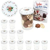 MamboCat 12er Set Sturzglas 435ml Einmachglas + TO-Deckel 82 Candyman eisblau + Heft