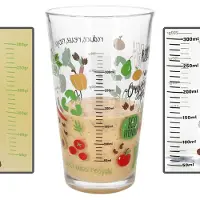 MamboCat Organic Gemüse Trinkglas mit Skala Messbecher 0,3L Milliliter Gramm Backen Saft