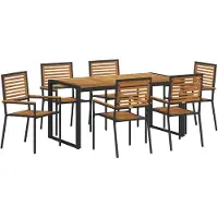 vidaXL Garten Essgruppe 7 Stk. Schwarz und Braun Poly-Rattan