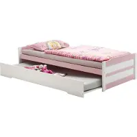 Idimex Ausziehbett LORENA weiß/rosa 90x200 cm Bett mit Stauraum Tagesbett