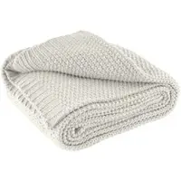 Wometo Kuscheldecke Strick OEKO-TEX 140x190 weiß wollweiß - warme weiche Strickdecke mit edlem und schlichten Strickmuster