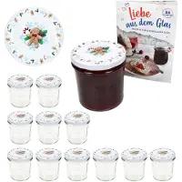 MamboCat 12er Set Sturzglas 350ml Einmachglas + TO-Deckel 82 Candyman eisblau + Heft
