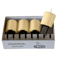 Kopschitz Kerzen 4er Set Adventskerzen mit Safety Clip und Kerzenstecker (Haltekrallen) Pinie Beige 8 x ? 5 cm
