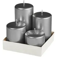 Kopschitz Kerzen Adventset Stumpenkerzen Metallic Matt Grau Ø 60 mm, 4 Stück