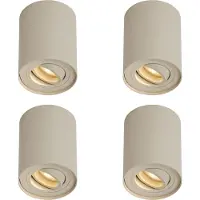 QAZQA 4er-Set moderne Aufbau-Strahler Beige GU10 50mm dreh- und schwenkbar - Rondoo Up