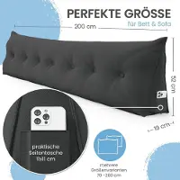ELONEO Rückenkissen – Keilkissen fürs Bett & Sofa, abnehmbarer Bezug, praktisches Seitenfach Handy 1 St Kissen