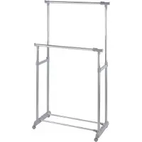 Wenko Kleiderständer Twin Bars, höhenverstellbar, 4 Rollen Wenko Chrom, Grau, Grau