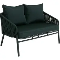 Mendler Aluminium-Gartenbank MCW-P90, Gartensofa Outdoor Sitzbank, Seilgeflecht Rope Stoff/Textil (180g/m²) grün